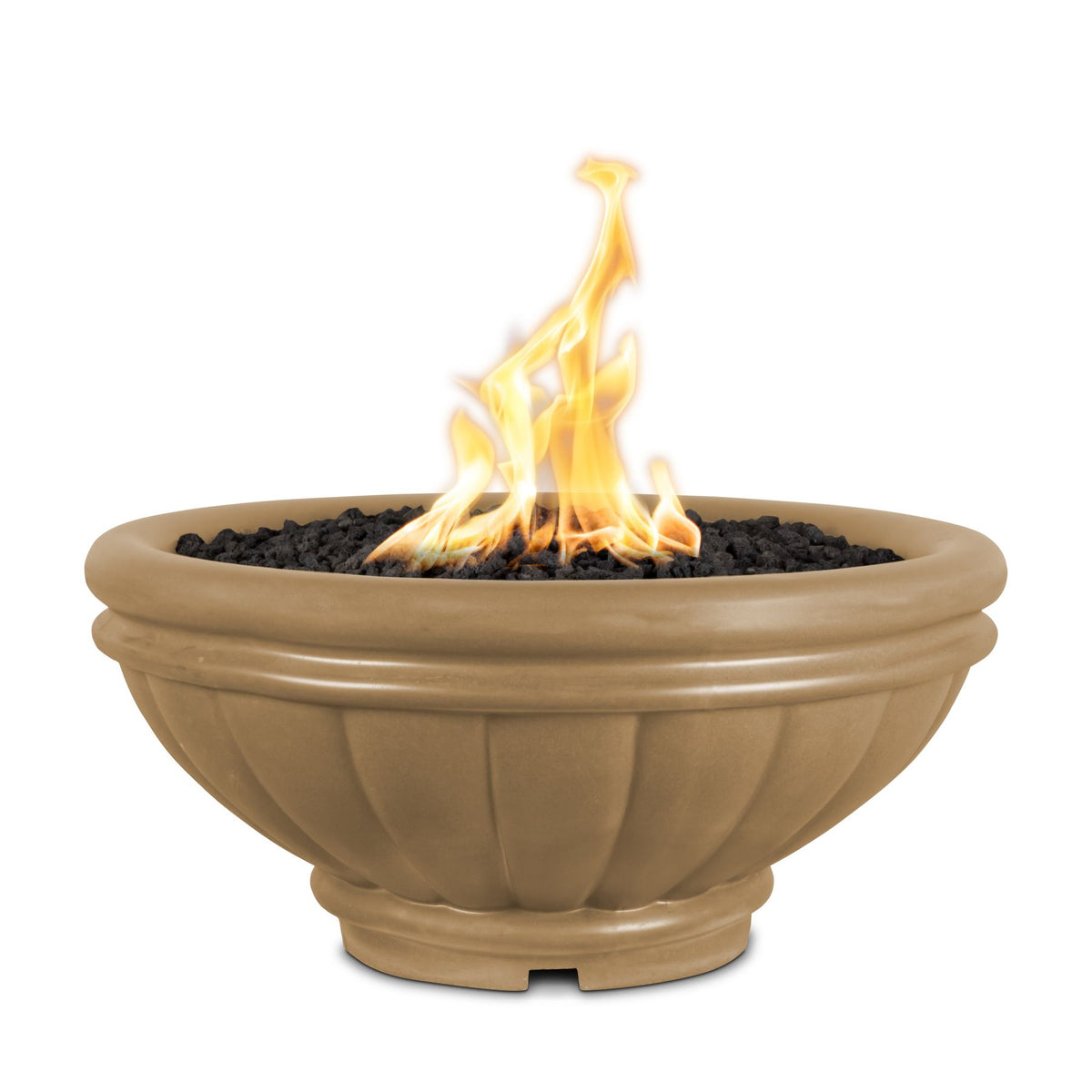 The Outdoor Plus Roma GFRC fire bowl in Brown