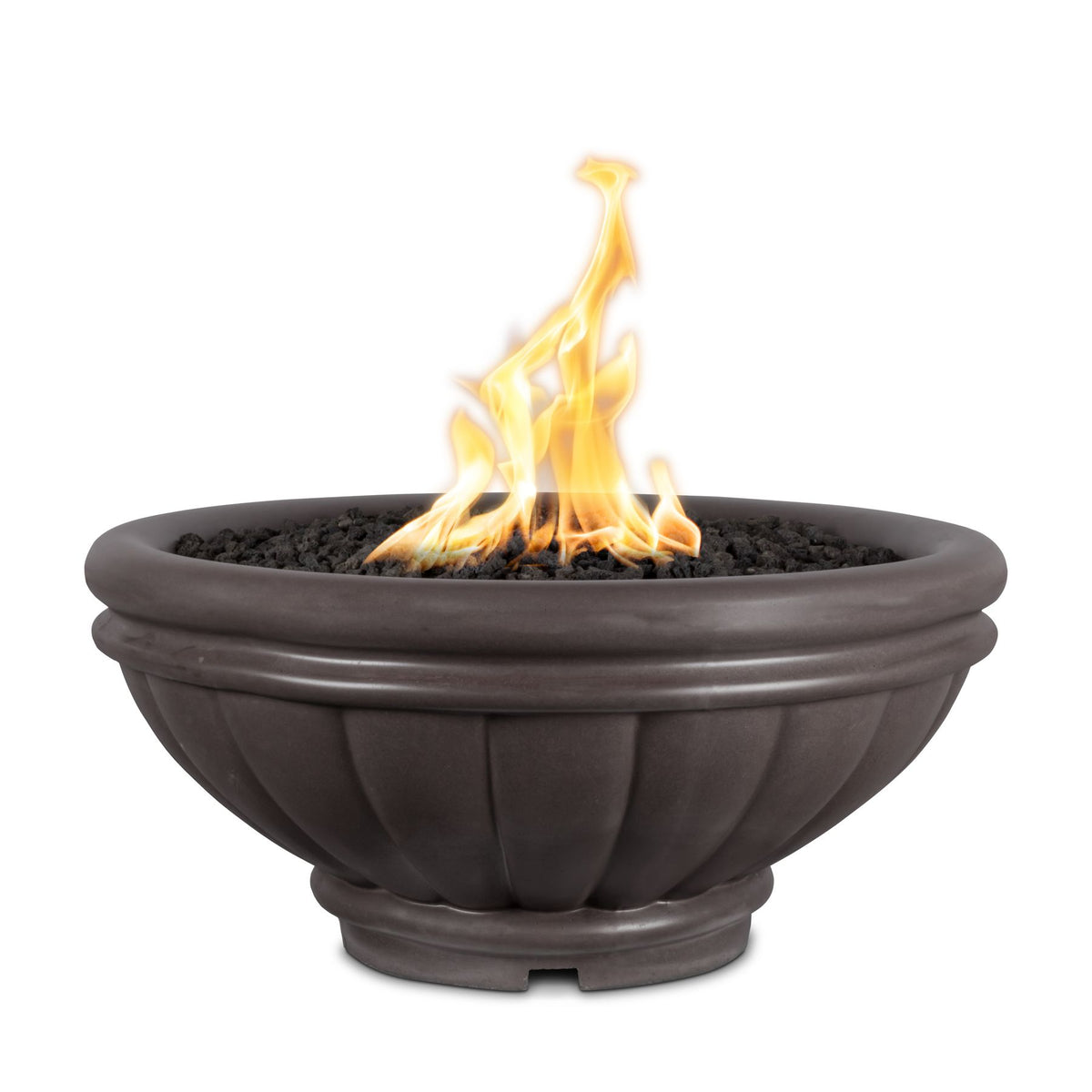 The Outdoor Plus Roma GFRC fire bowl in Chestnut
