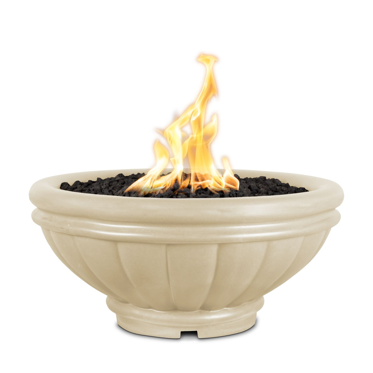 The Outdoor Plus Roma GFRC fire bowl in Vanilla