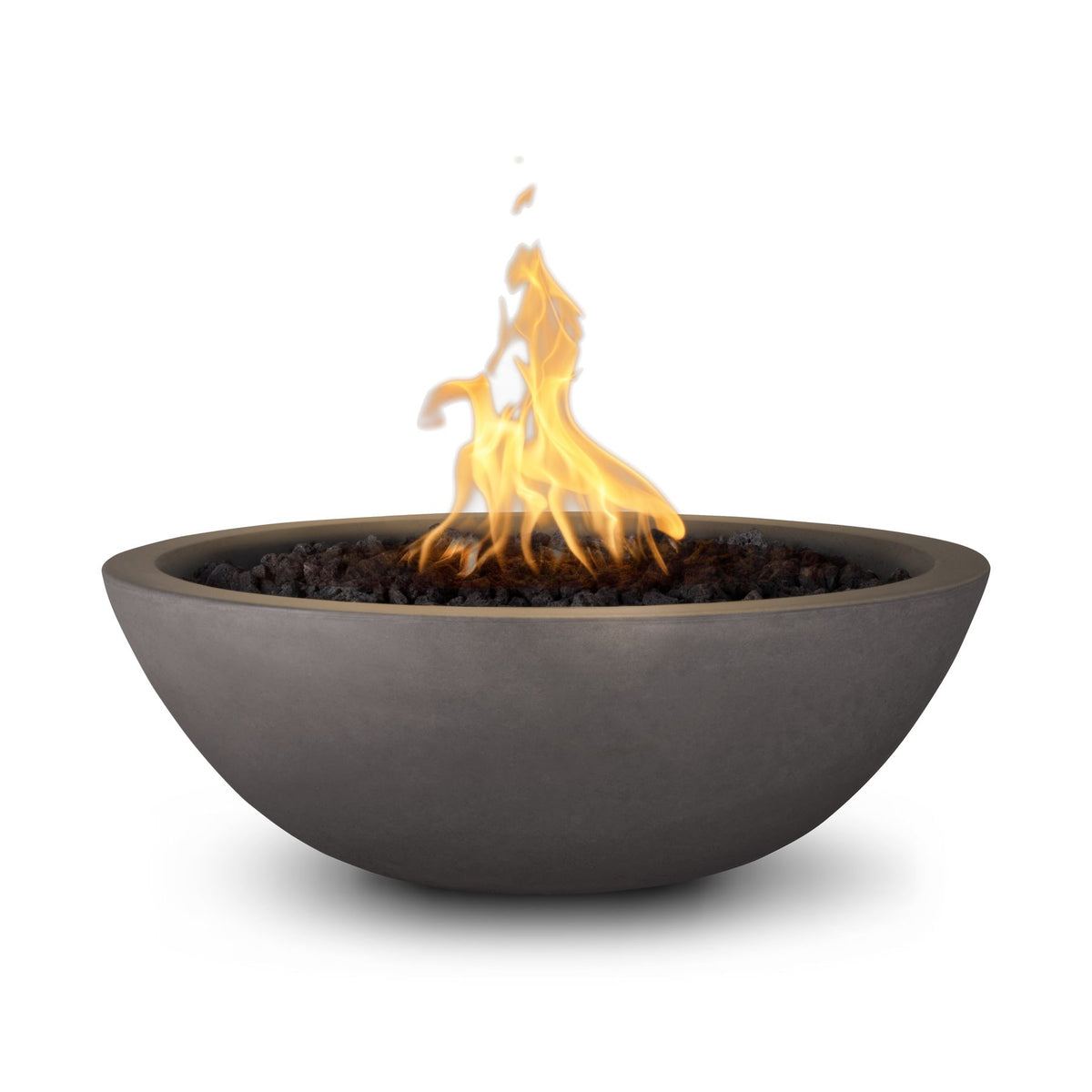 The Outdoor Plus Sedona GFRC fire bowl in Chestnut