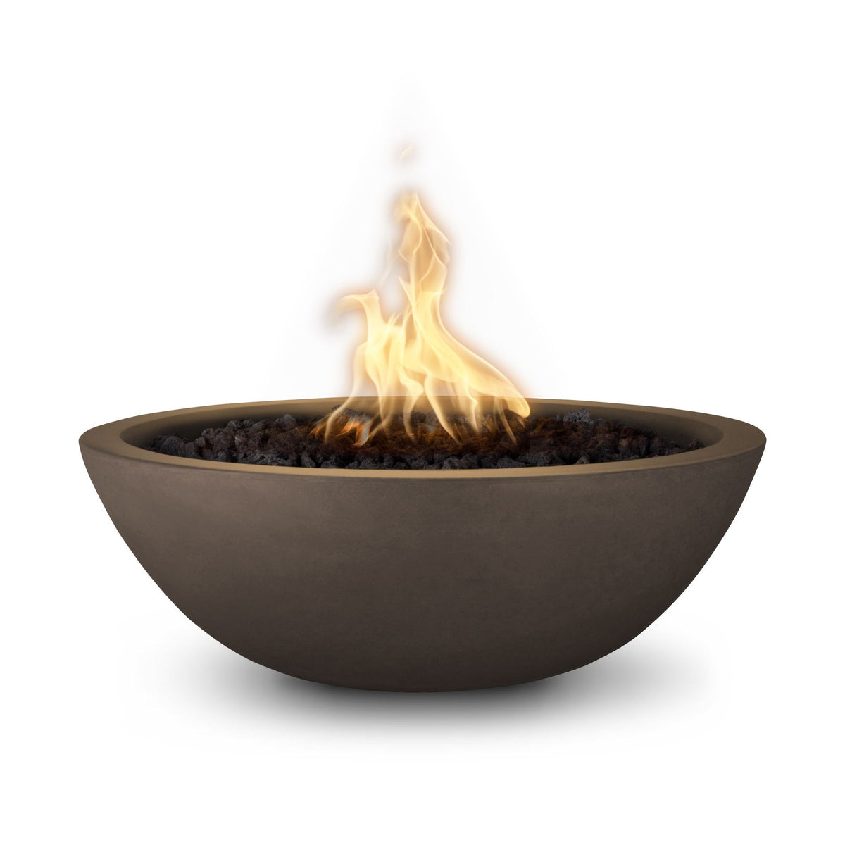 The Outdoor Plus Sedona GFRC fire bowl in Chocolate