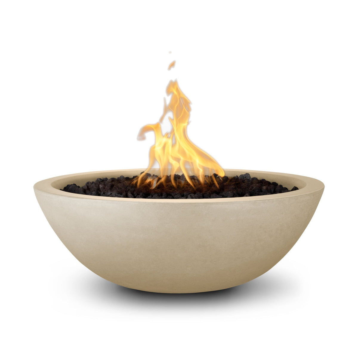The Outdoor Plus Sedona GFRC fire bowl in Vanilla