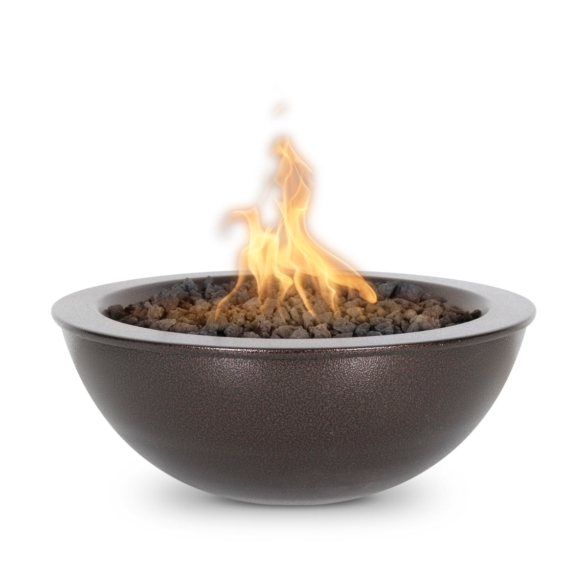 The Outdoor Plus Sedona powder coated metal fire bowl in Copper Vein