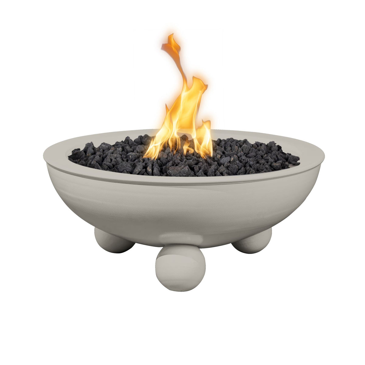 The Outdoor Plus Sedona Round Leg powder coated metal fire bowl in Pewter