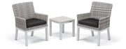 Travira 3-Piece Armchair And End Table Conversation Set - Powder Coated Aluminum - Lite-Core Charcoal - Resin Wicker Travira - Jet Black Cushion