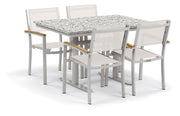 Travira 5-Piece 34X48'' Table And Sling Chair Bistro Set - Natural-Sling Sling - Natural-Tekwood - Ash-Lite-Core Top