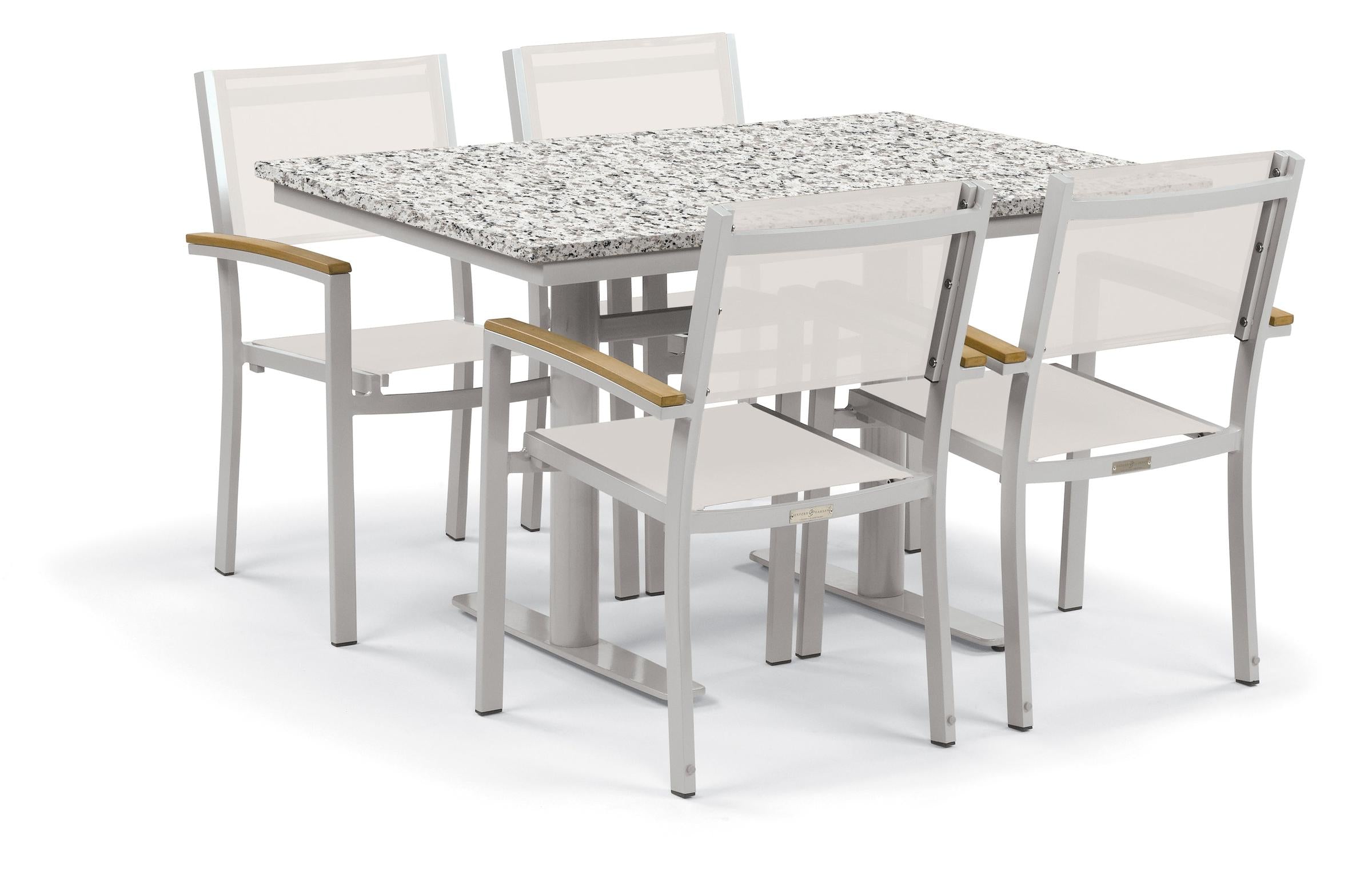 Travira 5-Piece 34X48'' Table And Sling Chair Bistro Set - Natural-Sling Sling - Natural-Tekwood - Ash-Lite-Core Top