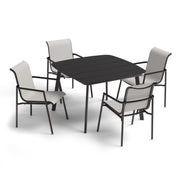 Orso 5-Piece 45" Square Dining Table & Armchairs Set - Carbon - Fog Sling