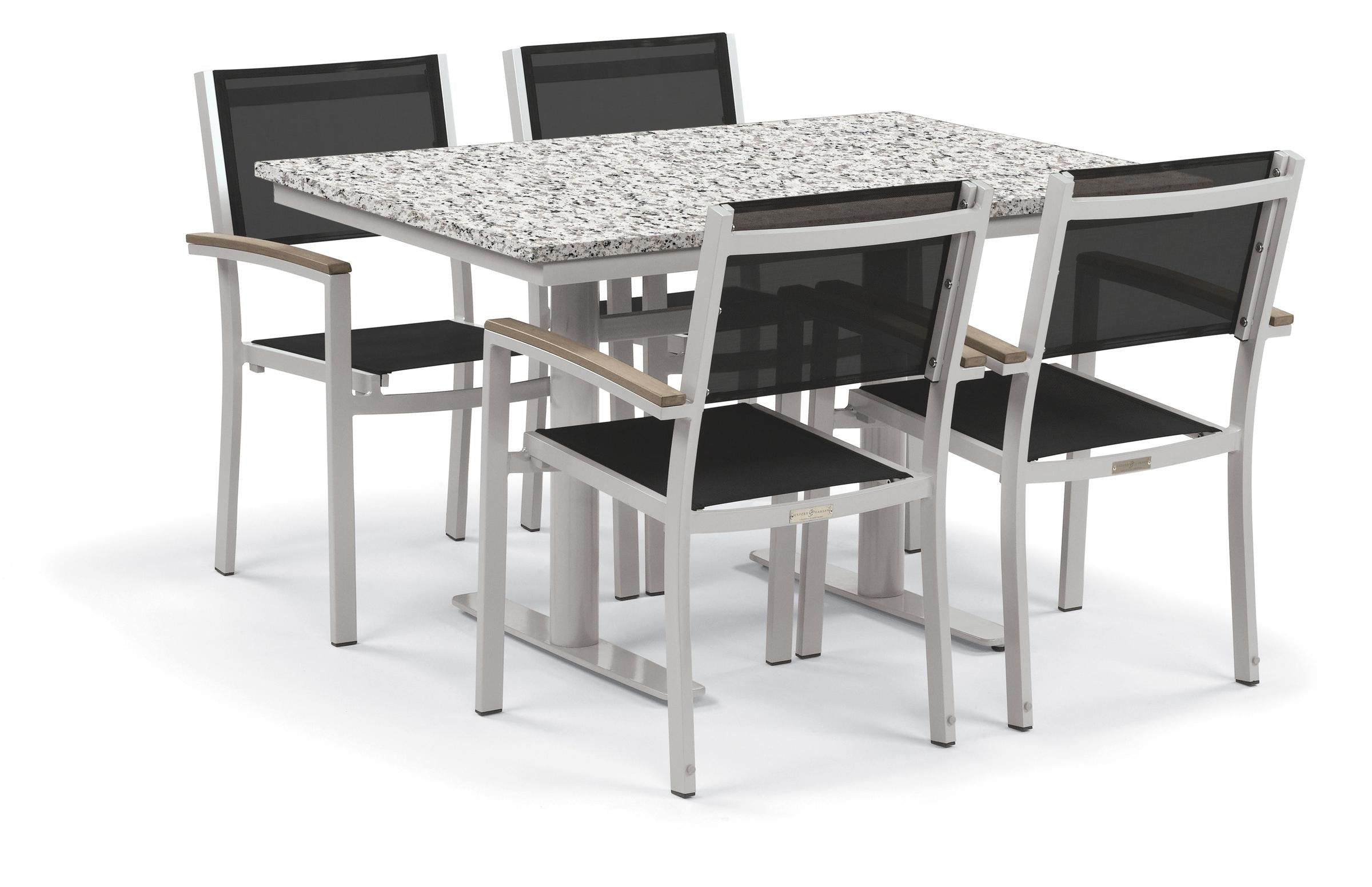 Travira 5-Piece 34X48'' Table And Sling Chair Bistro Set - Black-Sling Sling - Vintage-Tekwood - Ash-Lite-Core Top