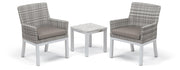 Travira 3-Piece Armchair And End Table Conversation Set - Powder Coated Aluminum - Lite-Core Charcoal - Resin Wicker Travira - Stone Cushion