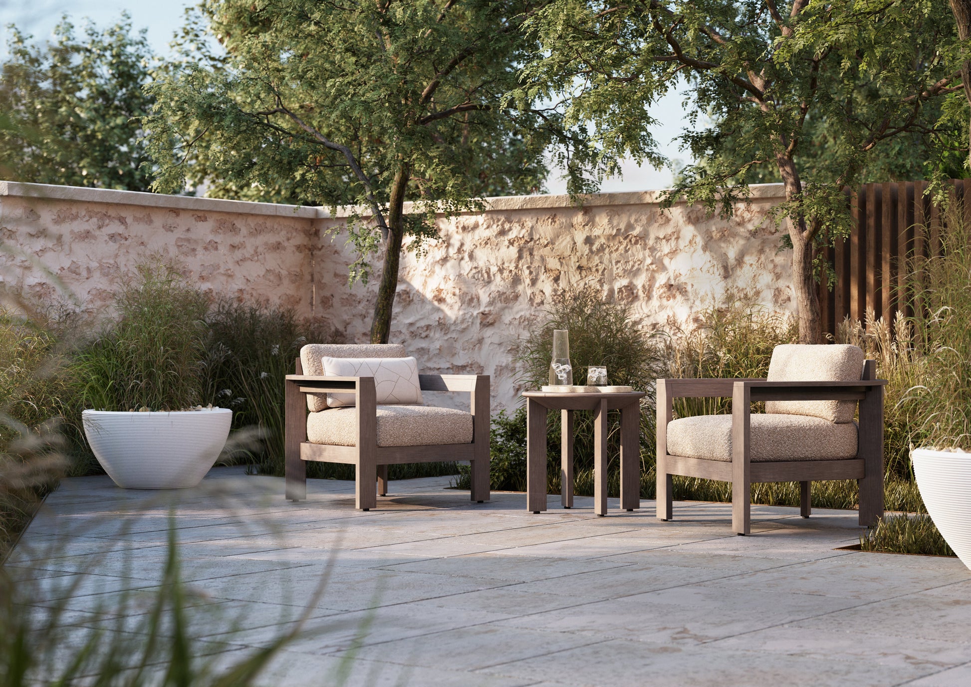 -Woodard-Beau Lounge Chair-Pangaea Patio-Lifestyle Image