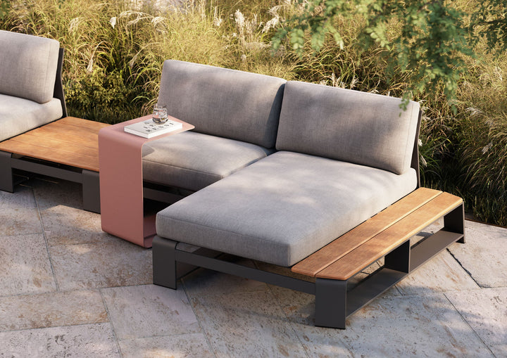 WD7B0474N-Woodard-Gather LHF Chaise Unit with NextTeak Accent-Pangaea Patio