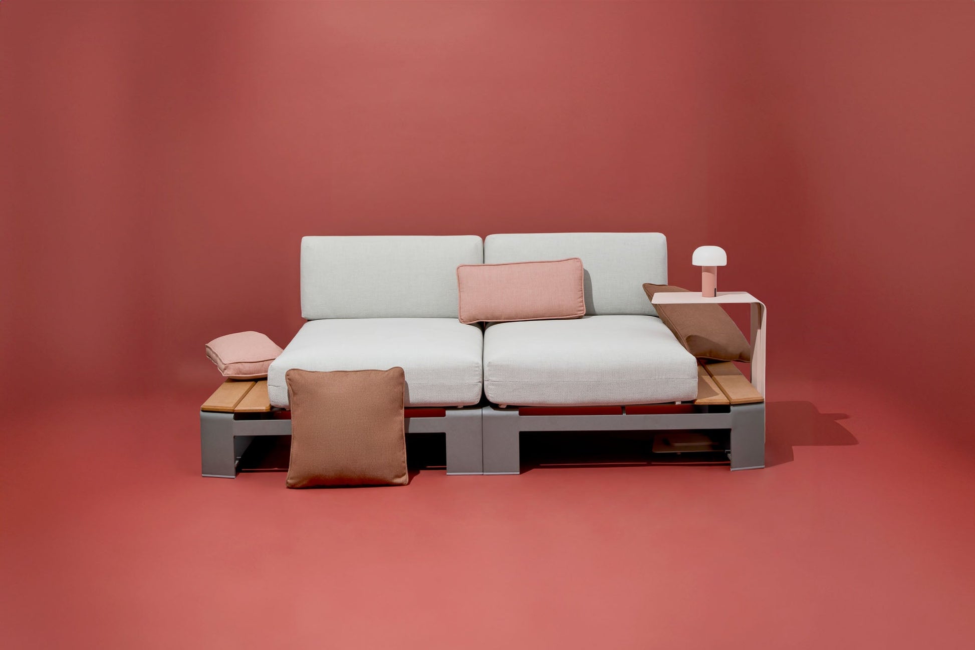 -Woodard-Gather RHF Chaise Unit with NextTeak Accent-Pangaea Patio