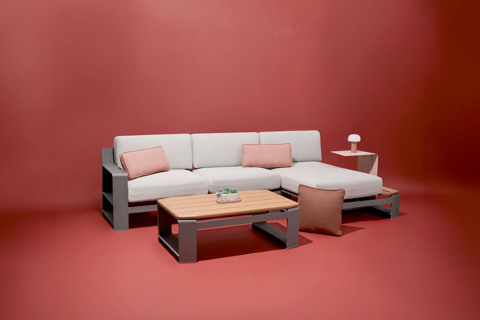 -Woodard-Gather RHF Chaise Unit with NextTeak Accent-Pangaea Patio