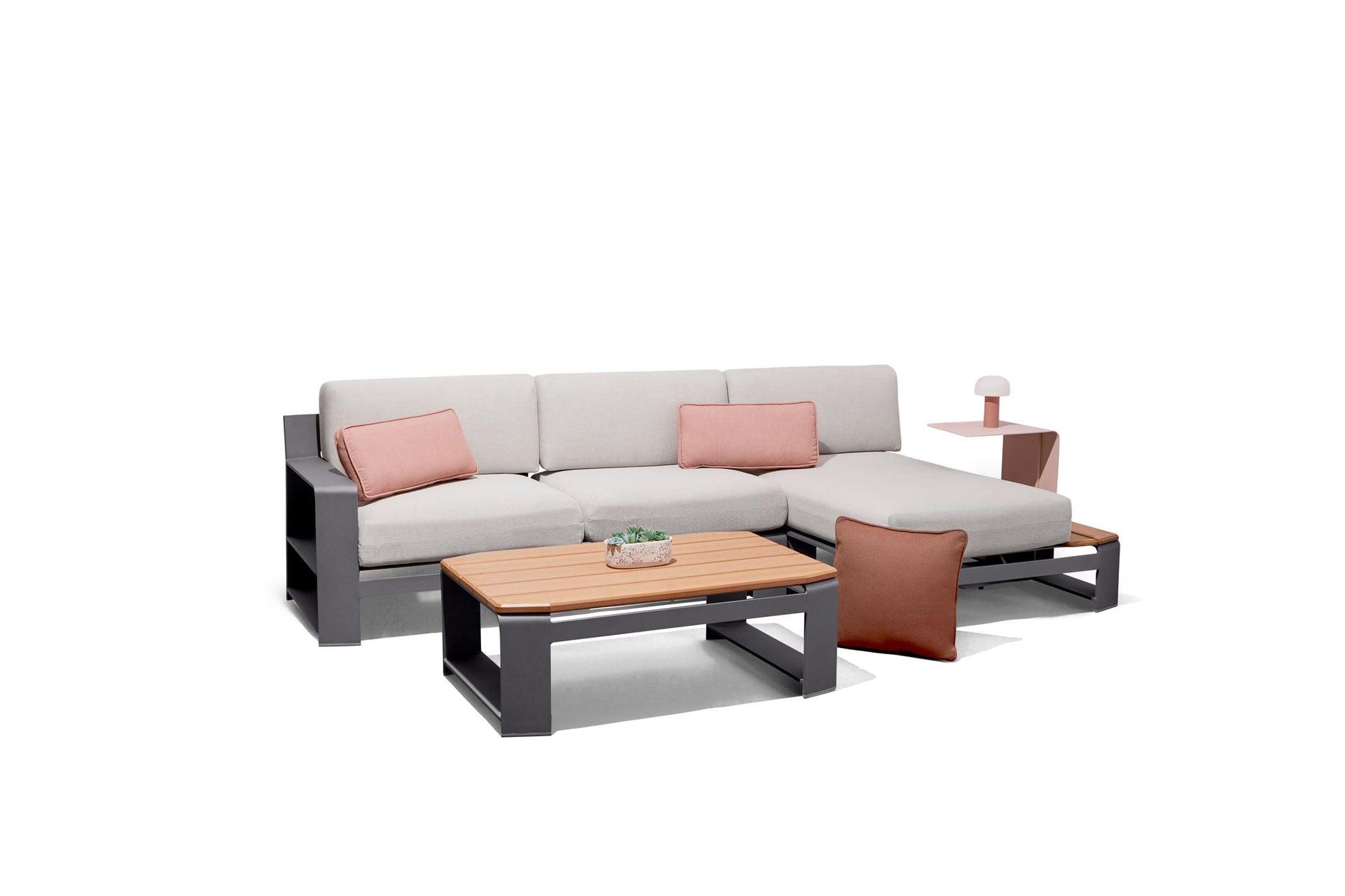-Woodard-Gather RHF Chaise Unit with NextTeak Accent-Pangaea Patio