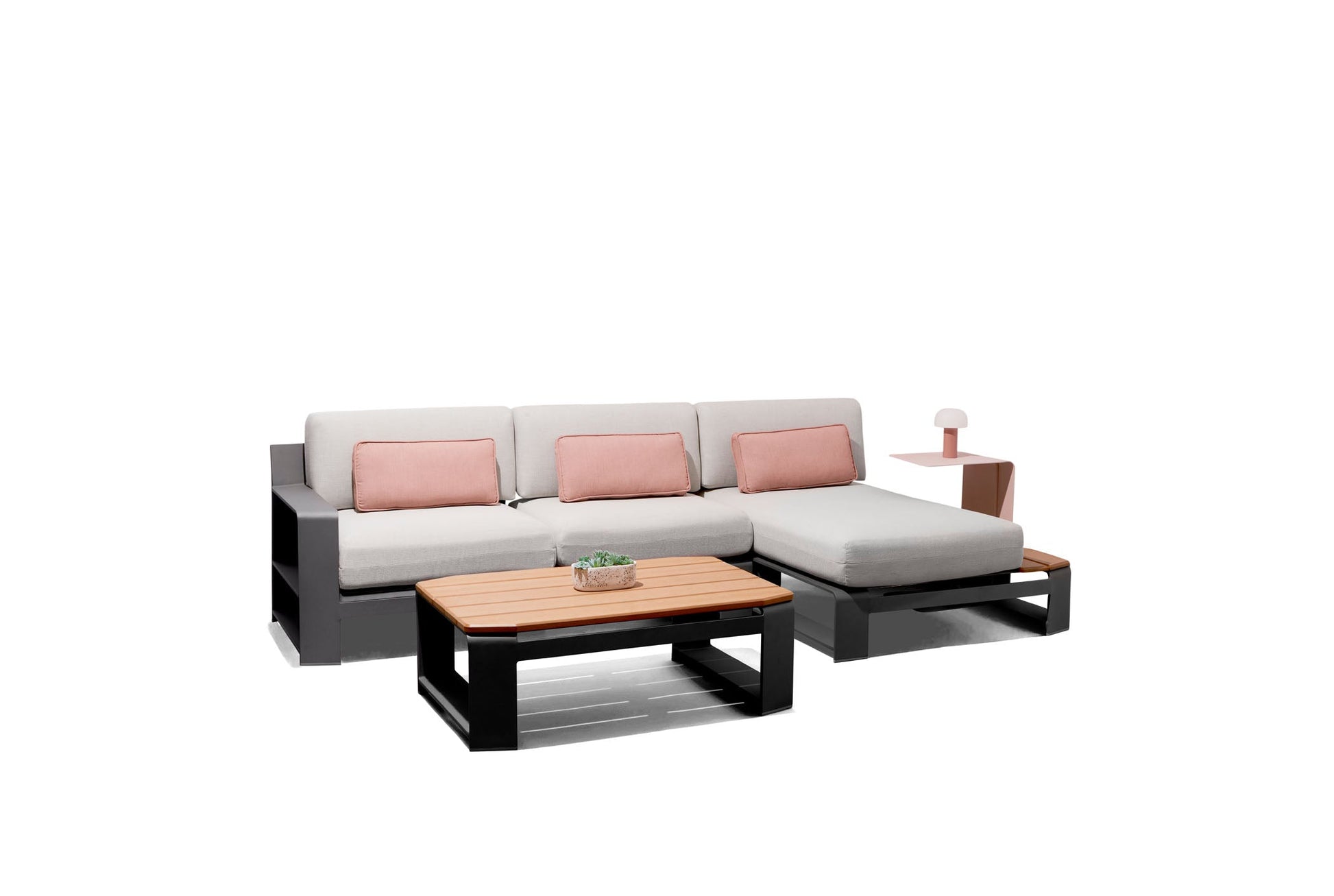 -Woodard-Gather RHF Chaise Unit with NextTeak Accent-Pangaea Patio