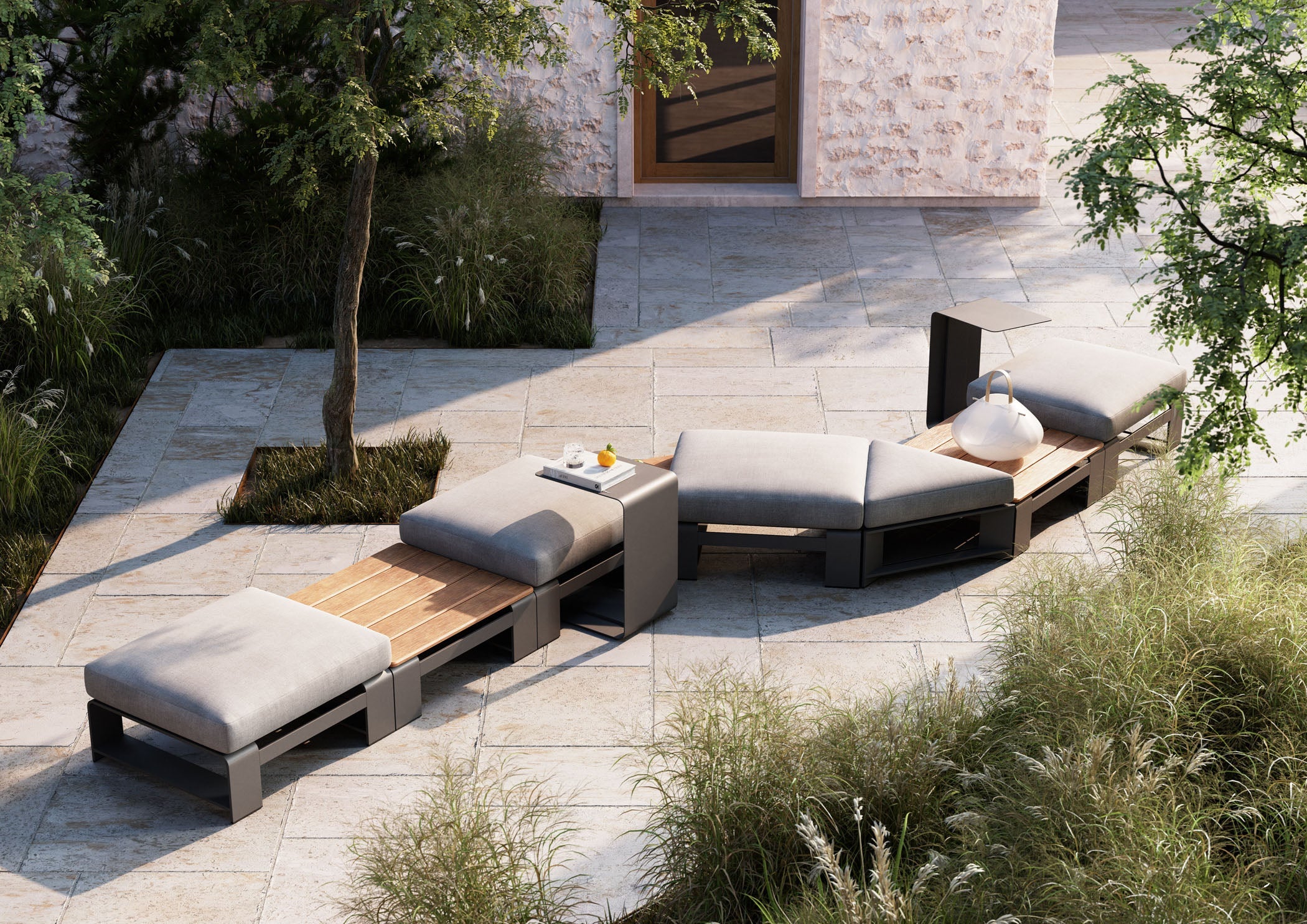 -Woodard-Gather Triangle Ottoman-Pangaea Patio