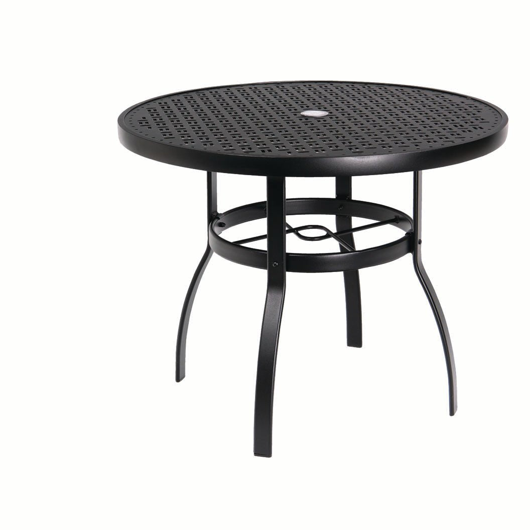 -Woodard-Round Lattice Dining Umbrella Table-Pangaea Patio