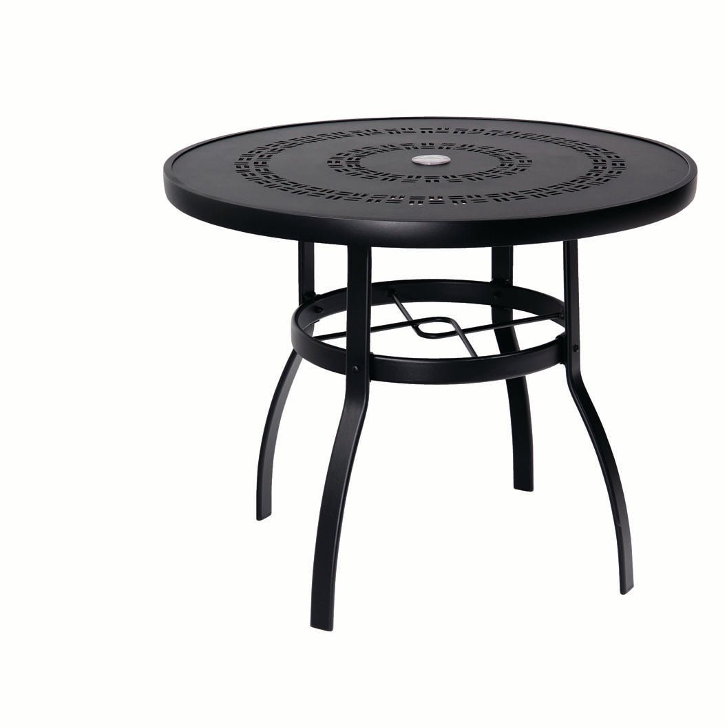 WD820136A-Woodard-Round Trellis Dining Umbrella Table-Pangaea Patio