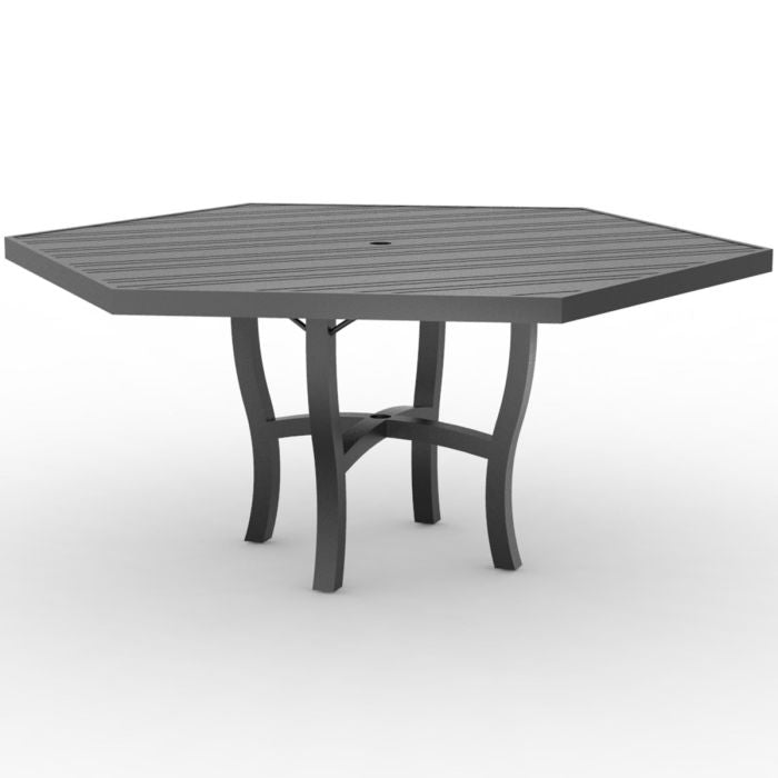 60" Tri-Slat Carson Hexagonal Dining Umbrella Table