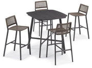 Eiland 5-Piece 36" Square Bar Table - Carbon W/ Mocha Finish