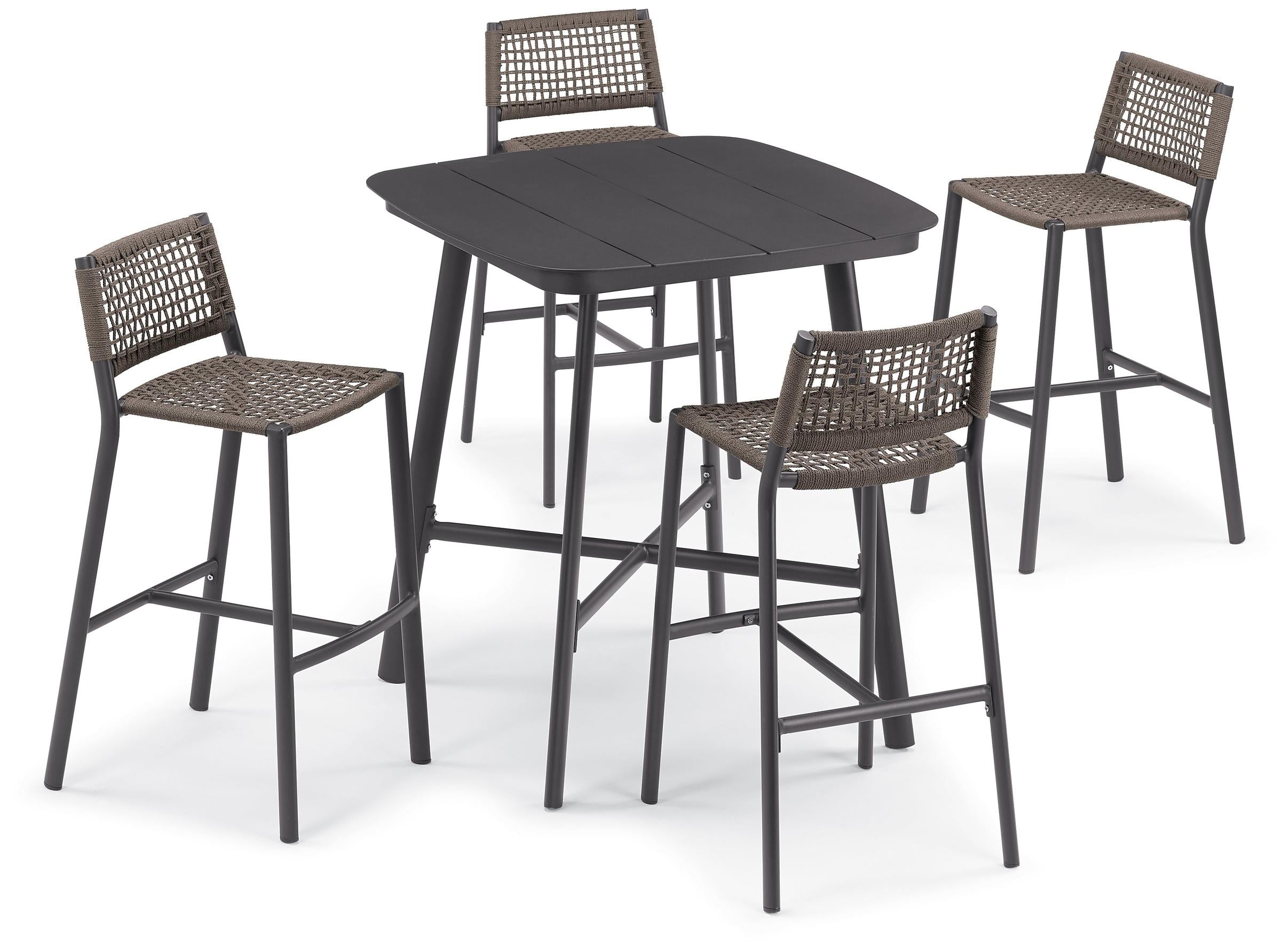 Eiland 5-Piece 36" Square Bar Table - Carbon W/ Mocha Finish