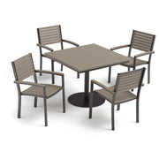 Travira 5-Piece 36" Square Dining Table And Armchairs Set - Carbon - Vintage Tekwood Top, Seat & Back