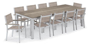 Travira 11-Piece 103"X42" Table And Sling Armchair Dining Set - Powder Coated Aluminum Frame - Tekwood Vintage - Bellows Sling