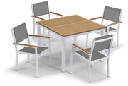 Travira 5-Piece Square Table And Sling Chair Tekwood Dining Set - Ink-Pen Sling - Vintage-Tekwood - Chalk Frame