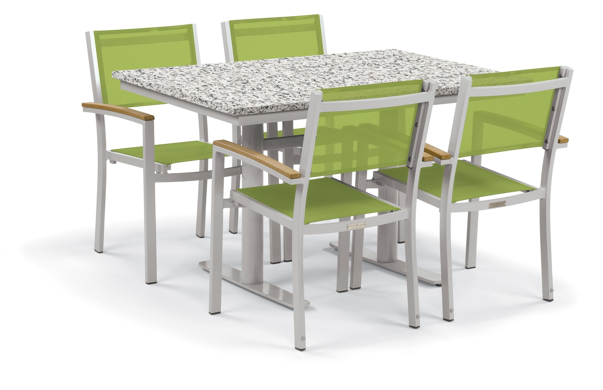 Travira 5-Piece 34X48'' Table And Sling Chair Bistro Set - Go-Green Sling - Natural-Tekwood - Ash-Lite-Core Top