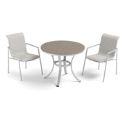 Orso 3-Piece 36" Cafe Bistro Table & Armchairs Set - Flint - Vintage Tekwood Top - Fog Sling