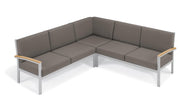 Travira 3-Piece Loveseat Tekwood Chat Set - Stone Cushion - Natural Tekwood