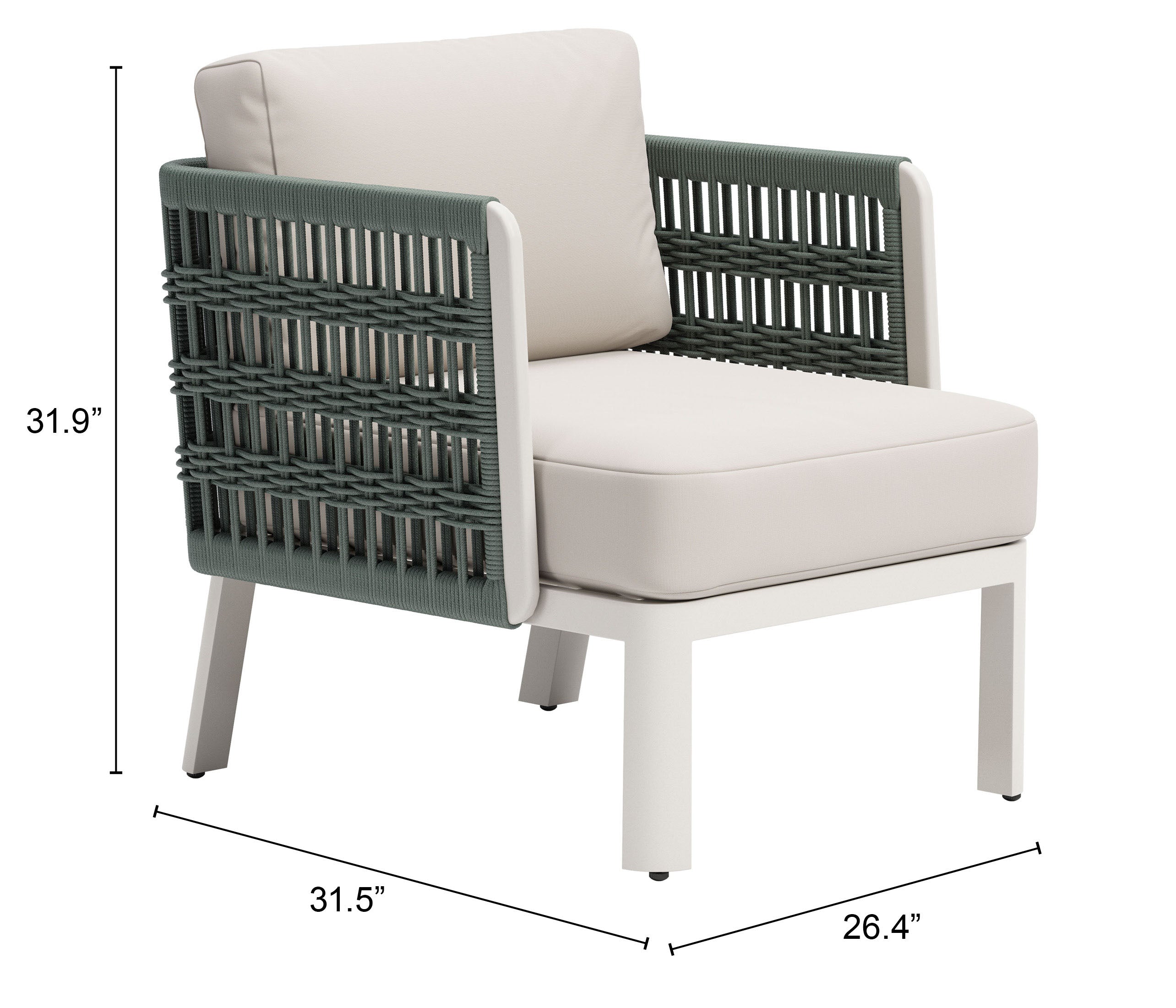 -ZUO-Bridgehampton Armchair White-Pangaea Patio