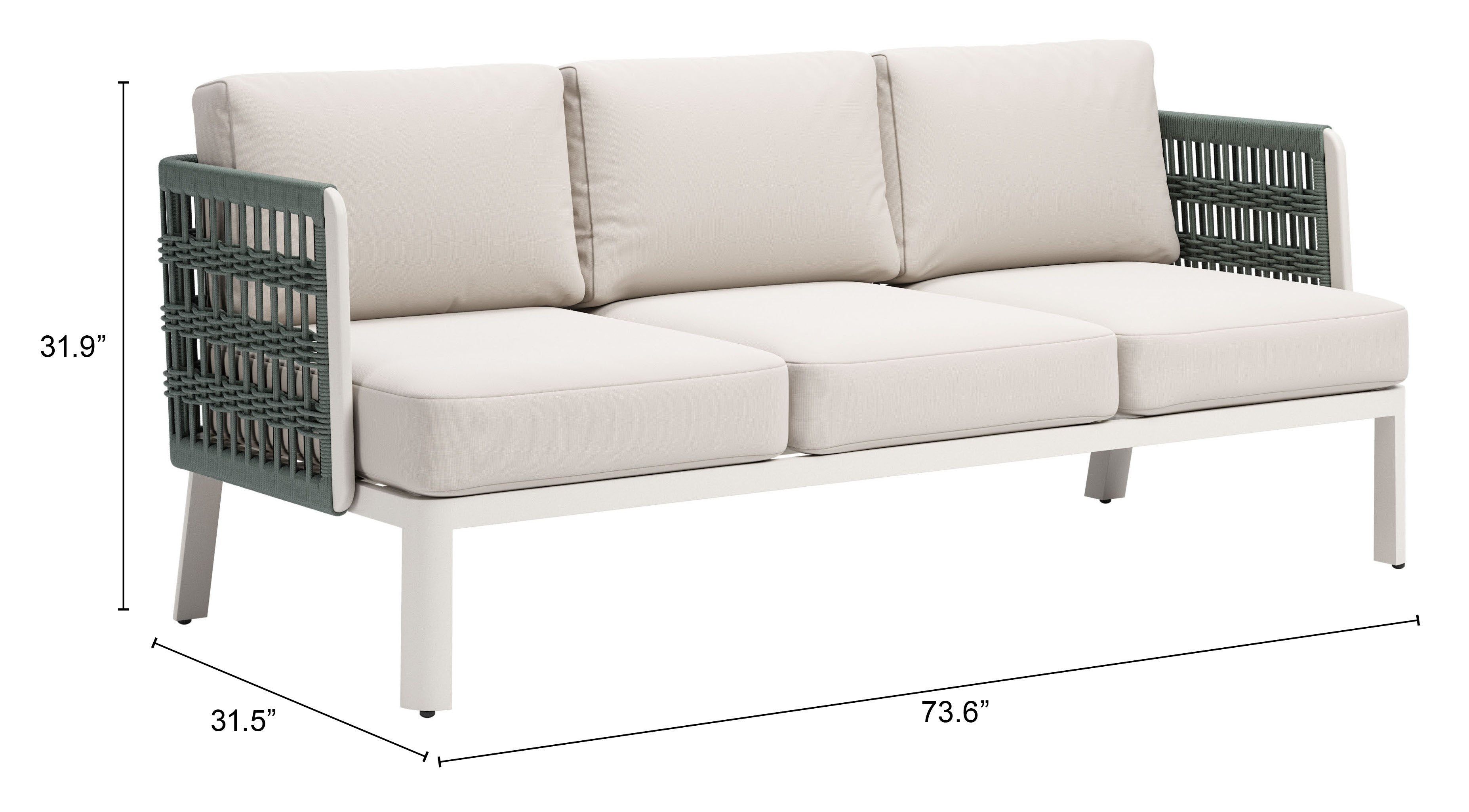 -ZUO-Bridgehampton Sofa White-Pangaea Patio
