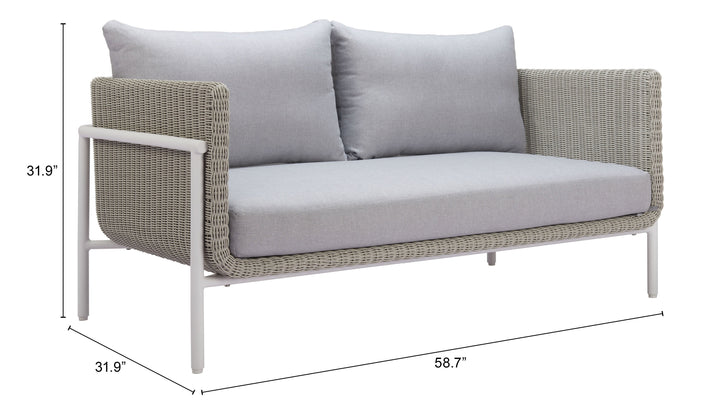 Z704016-ZUO-Frais Loveseat Gray-Pangaea Patio