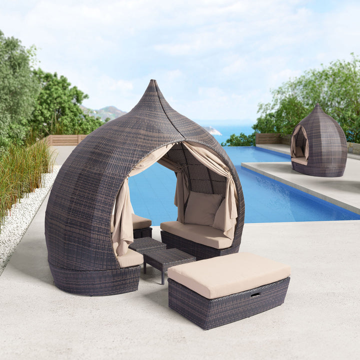 Z703603-ZUO-Majorca Daybed Brown & Beige-Pangaea Patio