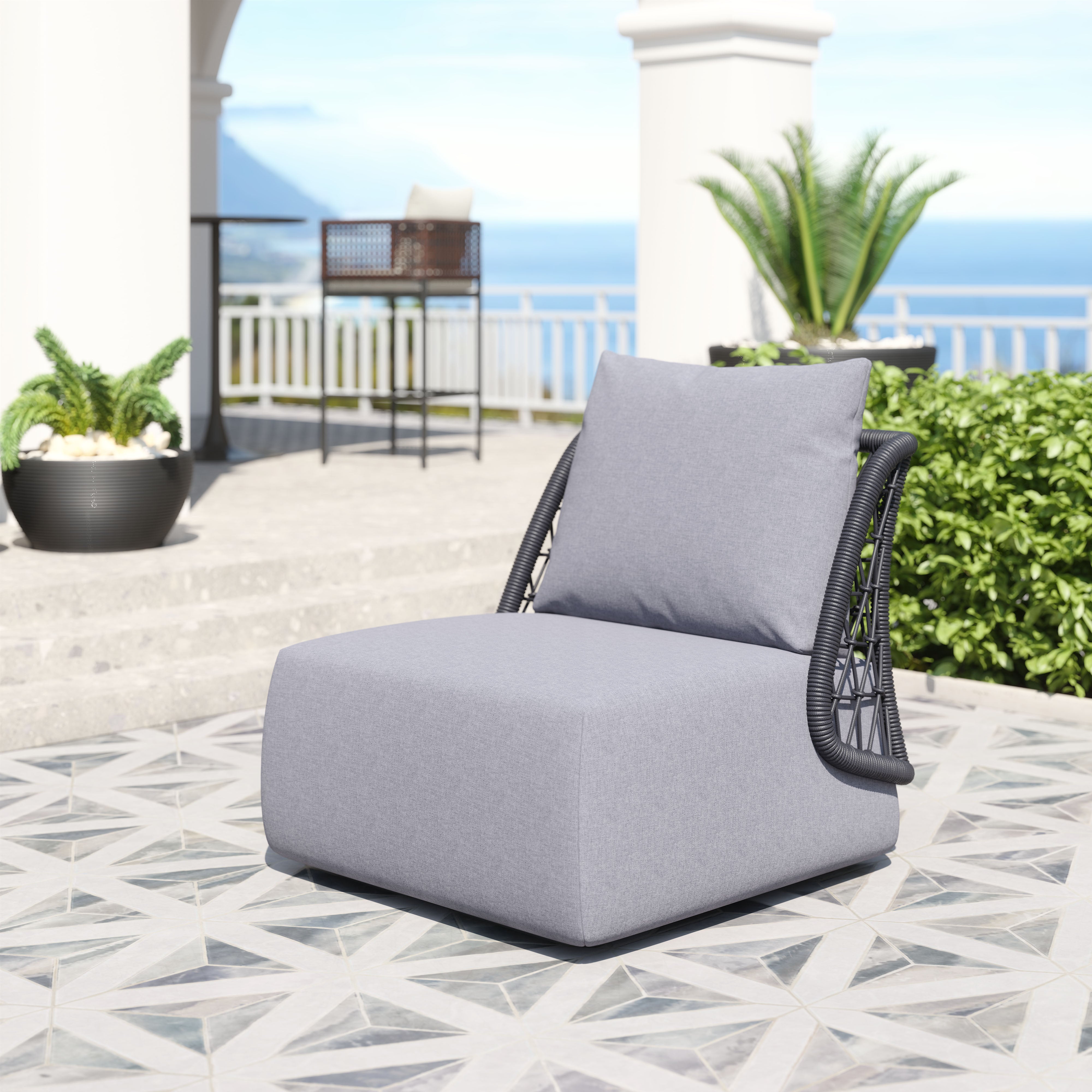 -ZUO-Mekan Accent Chair Gray-Pangaea Patio