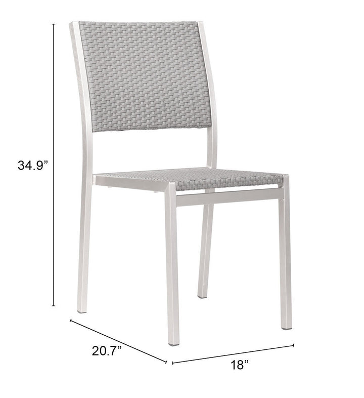 Z701866-ZUO-Metropolitan Armless Dining Chair (Set of 2) Gray & Silver-Pangaea Patio