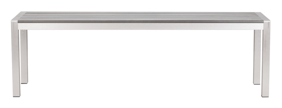 Z701862-ZUO-Metropolitan Double Bench Gray & Silver-Pangaea Patio