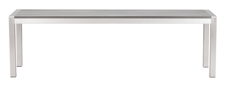 Z701862-ZUO-Metropolitan Double Bench Gray & Silver-Pangaea Patio