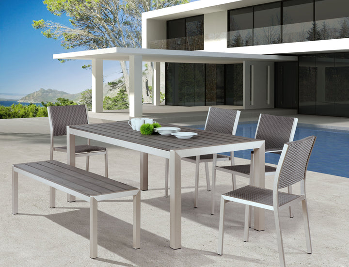 Z701862-ZUO-Metropolitan Double Bench Gray & Silver-Pangaea Patio