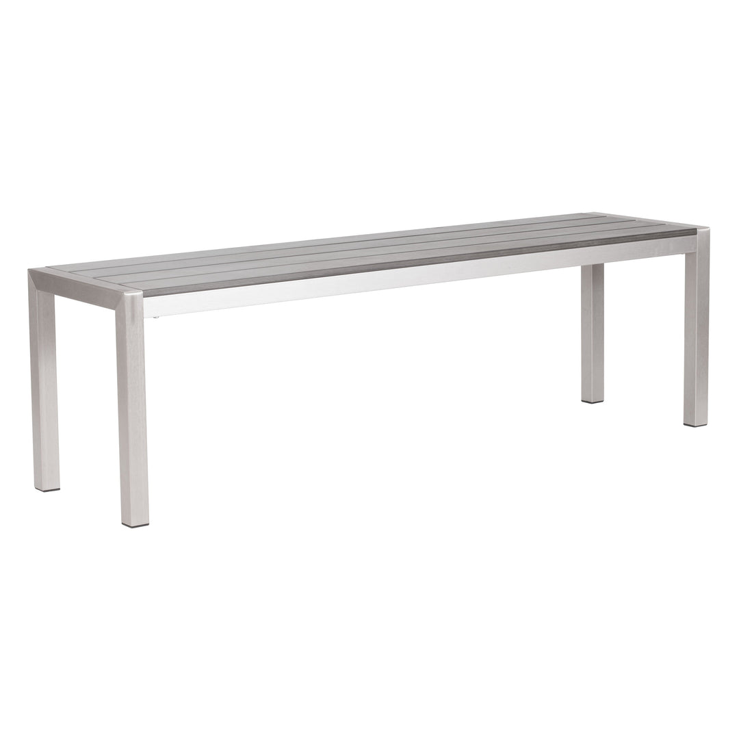 Z701862-ZUO-Metropolitan Double Bench Gray & Silver-Pangaea Patio