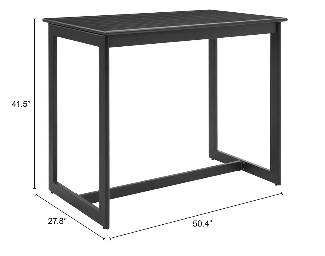 -ZUO-Midnight Wave Bar Table Black-Pangaea Patio