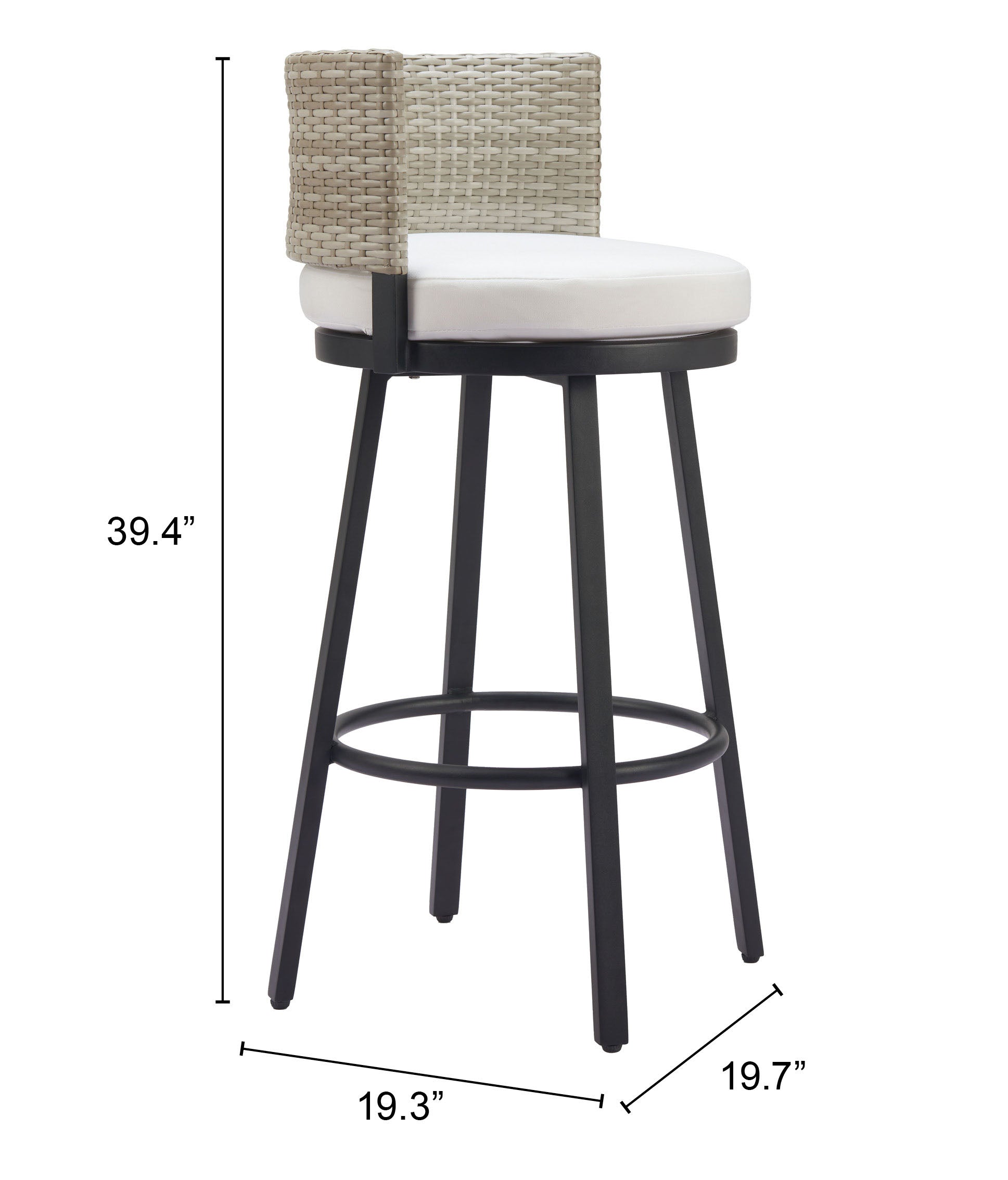 -ZUO-Midnight Wave Barstool White-Pangaea Patio