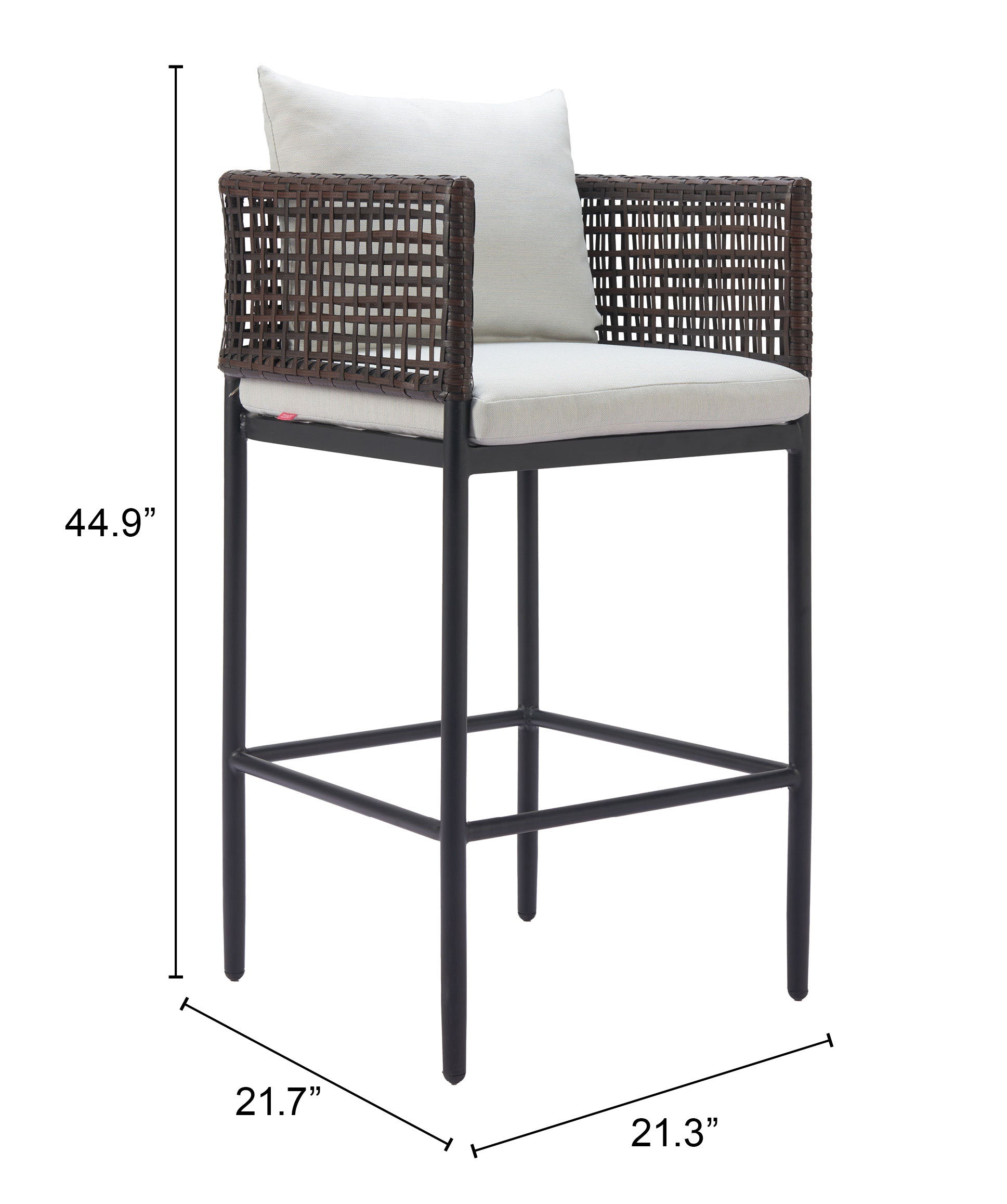 -ZUO-Palm Paradise Barstool Gray-Pangaea Patio