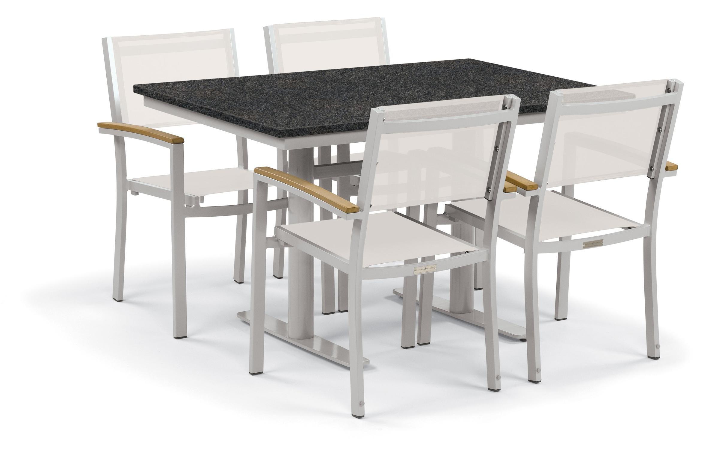 Travira 5-Piece 34X48'' Table And Sling Chair Bistro Set - Natural-Sling Sling - Natural-Tekwood - Charcoal-Lite-Core Top